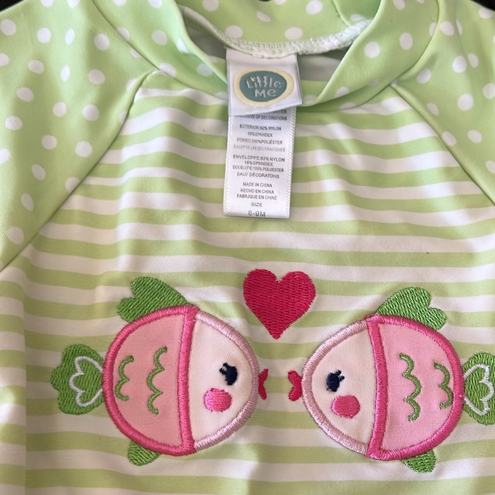 Little Me Pink and Green Rashguard Set - Picture 3 of 4